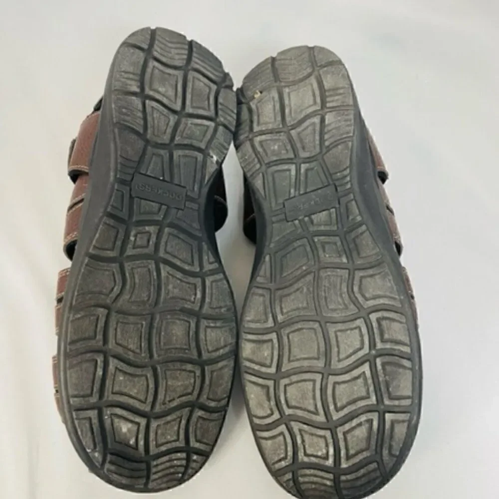 Men's Dockers Dark Brown Leather Sandals Size 13 Excellent -worn one time